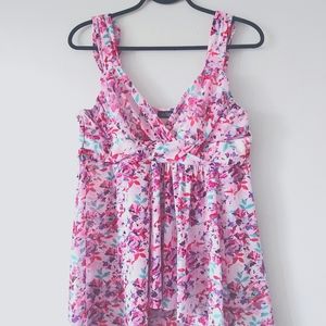 Pink-floral Baby-doll Style Top